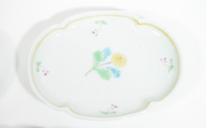 【波佐見焼】一つ花 木瓜型 小皿 3枚セット【藍水】 [GB39]