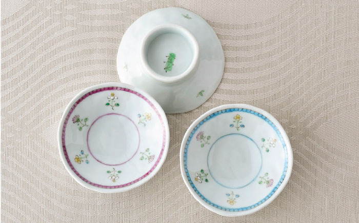 【波佐見焼】はなごよみ 小皿 3点 高台皿 脚付き【藍水】 [GB47]