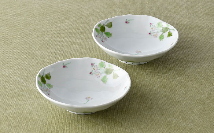 【波佐見焼】秋海棠 花柄 深鉢 2点セット【藍水】 [GB50]