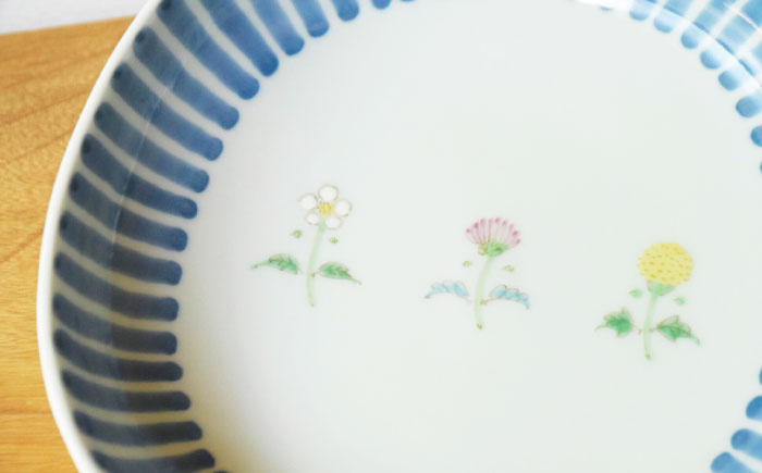 【波佐見焼】十草 三つ花 盛鉢【藍水】 [GB54]
