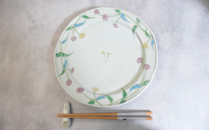 【波佐見焼】矢車草 8寸皿 1点【藍水】 [GB63]