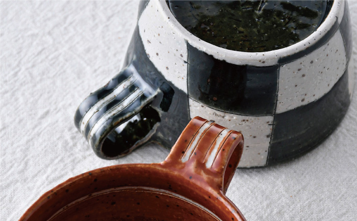 【波佐見焼】オリベ市松 スープマグ ペアセット【大桂工房】 [GD31] GD31