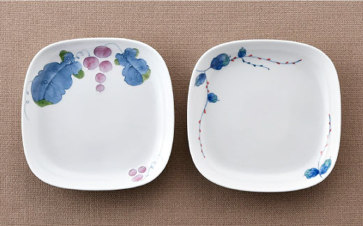 【波佐見焼】水引草・マスカット 正角 プレート セット【松幸陶芸】 [HB34]