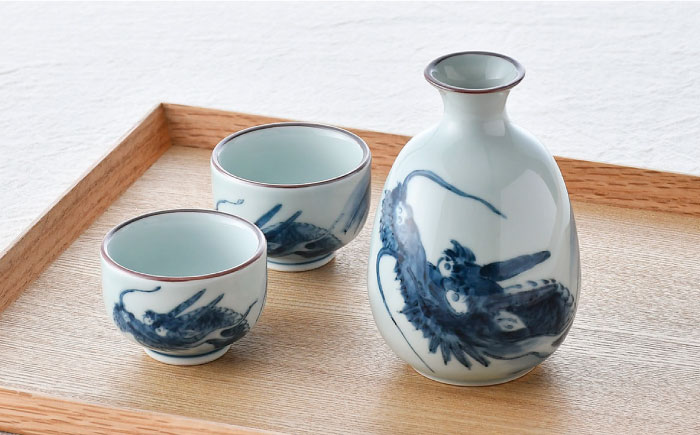 【波佐見焼】龍絵 徳利・盃 3点セット 食器 酒器 猪口【松幸陶芸】 [HB51]