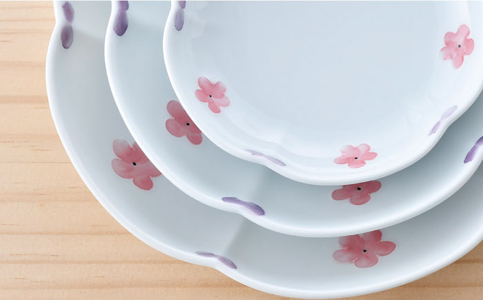 【波佐見焼】花★花 プレート 大・中・小 ミニ マグカップ 4点セット （ピンク） 食器 皿【松幸陶芸】 [HB55]