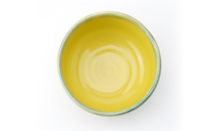 【波佐見焼】Folk Design 野点抹茶碗 黄地緑釉流し 1点【玉有】 [IE49]