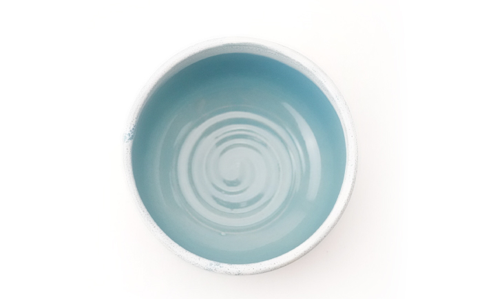 【波佐見焼】Folk Design 野点抹茶碗 青釉白唐津流し 1点【玉有】 [IE52]