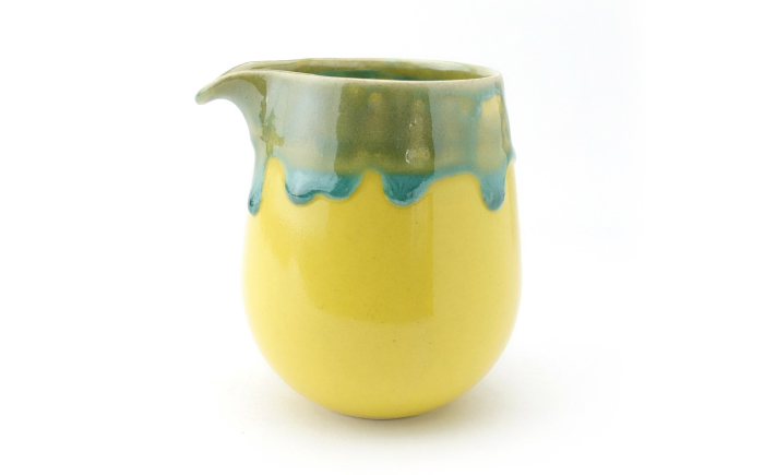 【波佐見焼】Folk Design 片口酒器・盃 黄地緑釉流し 2点セット【玉有】 [IE56]