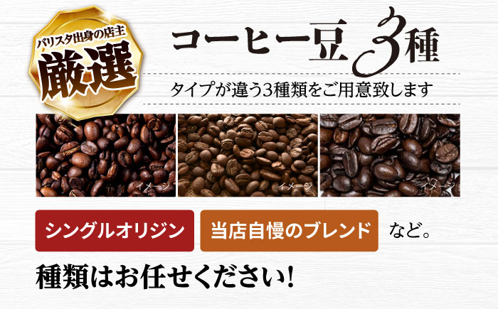 【全12回定期便】バリスタが焙煎！コーヒー豆 200g×3種 豆タイプ【La Seconda Casa】 [IG10]