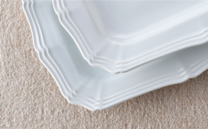 【波佐見焼】RINKA 角 プレート S (ホワイト)3点セット【藍染窯】 [JC71]