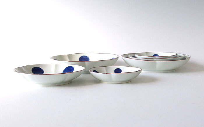 【波佐見焼】和紺・丸 花型皿 3種類 6枚セット 食器 プレート【奥川陶器】 [KB68]