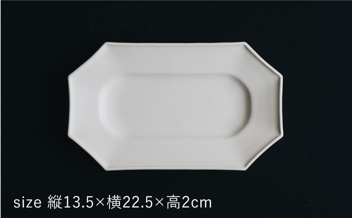 【波佐見焼】オクトゴナル 長皿 プレート 白マット 2枚セット【イロドリ】 [KE10]