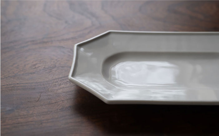 【波佐見焼】オクトゴナル 長皿 プレート 白ツヤ釉 2枚セット【イロドリ】 [KE11]