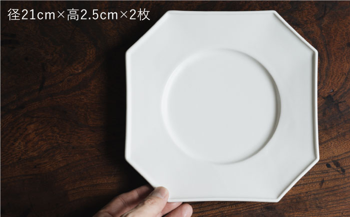 【波佐見焼】オクトゴナル皿 角皿 プレート 白マット釉 2枚セット【イロドリ】 [KE27]
