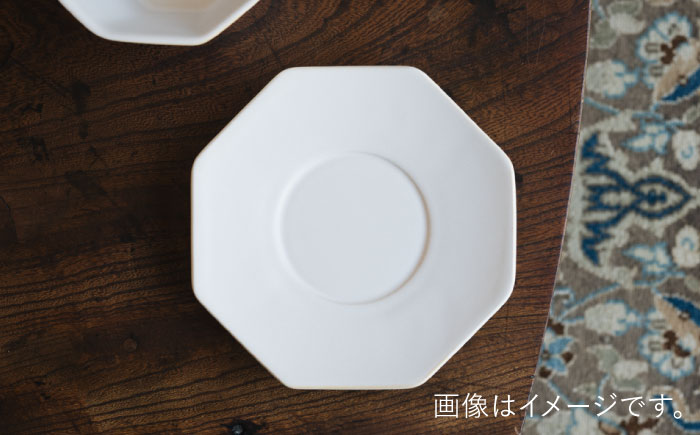 【波佐見焼】八角カップ&ソーサー 白マット釉 2セット 食器 皿【イロドリ】 [KE46]