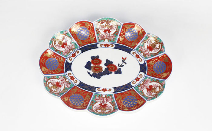 【波佐見焼】林九郎窯 金彩間取菊紋 楕円皿 小皿 4点セット【石丸陶芸】 [LB81]