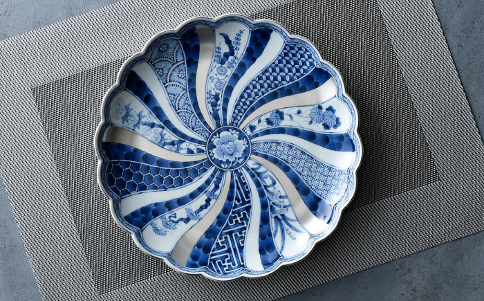 【波佐見焼】林九郎窯 銀彩祥瑞 24.5ｃｍプレート 食器 皿【石丸陶芸】 [LB90]