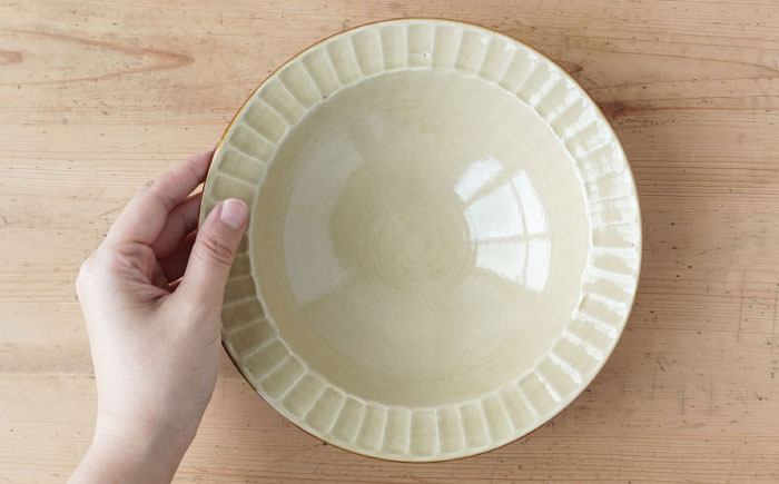 【波佐見焼】SHINOGI 7寸パスタ皿 2点セット 黄瀬戸【studio wani】 [MB59]