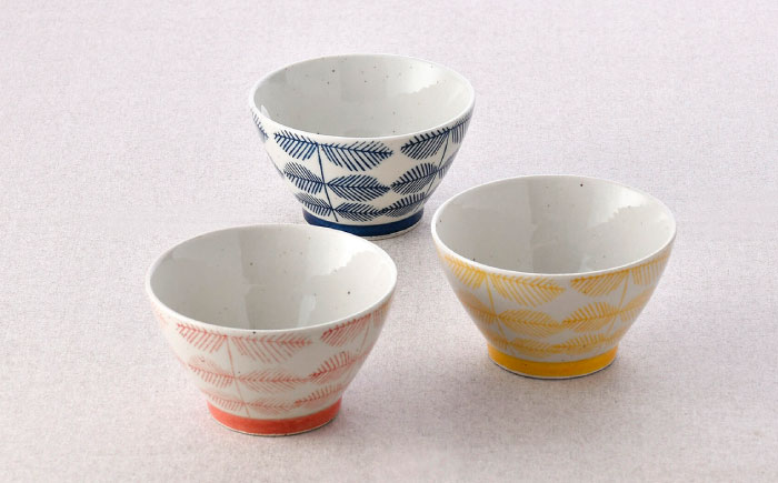 【波佐見焼】カラフル小鉢・お茶碗セット レース柄 木の葉柄 6点【トーエー/堀江陶器】 [NB135]