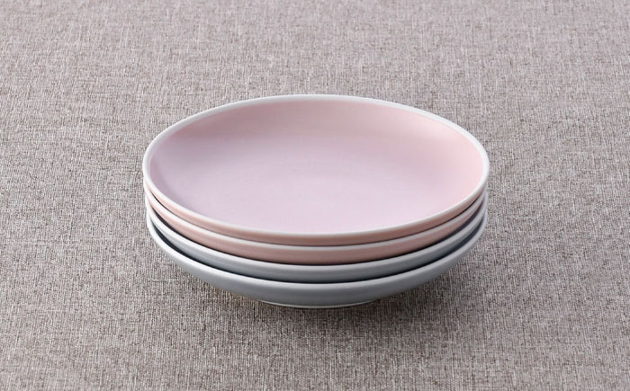 【波佐見焼】皿・ミニマグ ピンク・ブルー セット【トーエー/陶芸ゆたか】 [NB137]