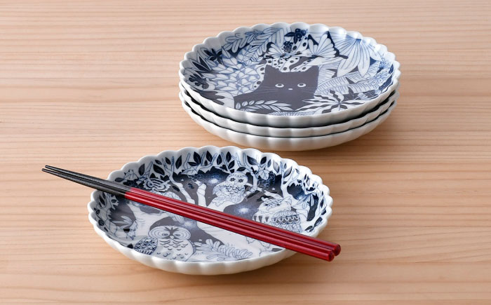 【波佐見焼】取皿・丼 ネイビー ホワイト オリジナルセット 6点【natural69/陶もと】 [NB147]