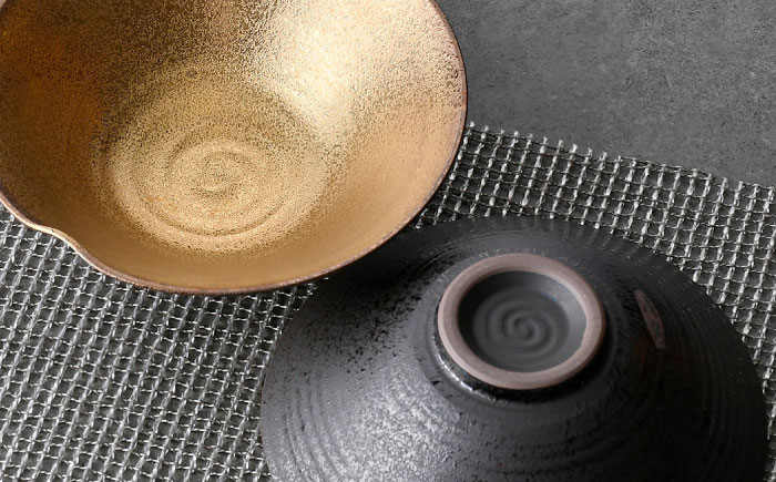 【波佐見焼】ビアカップ・鉢 ゴールド ブラック オリジナルセット 5点【陶もと/不二商店】 [NB150]