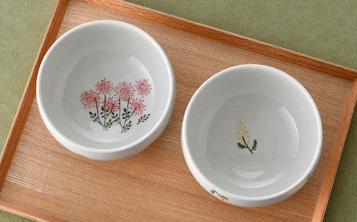 【波佐見焼】どんぶり・箸置き小皿 花柄 オリジナルセット 4点【大貴セラミックス/浜陶】 [NB153]