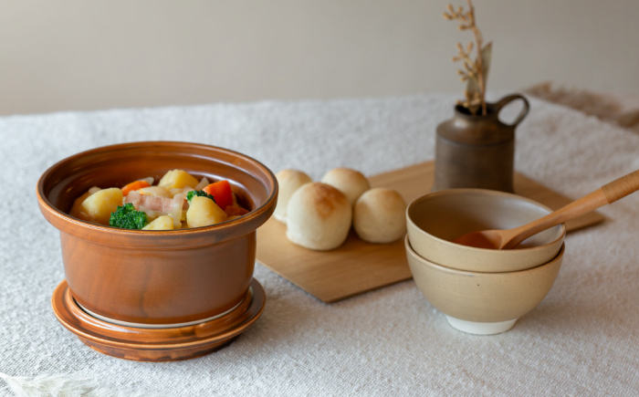 【波佐見焼】　cotocoto ポタリークッカー ブラウン　【西海陶器】 [OA421]