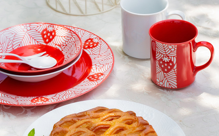 【波佐見焼】苺ミルク マグカップ 〈赤〉 2点セット【西海陶器】 [OA473]