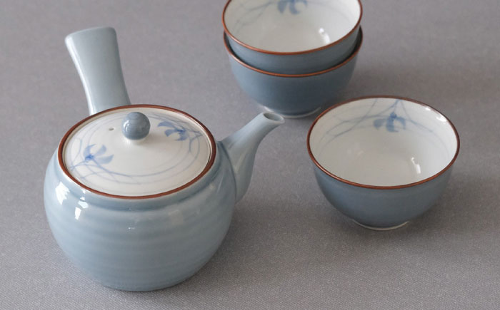 【波佐見焼】グレー蘭 急須茶器揃 湯呑み 茶器 食器【西海陶器】 [OA491]