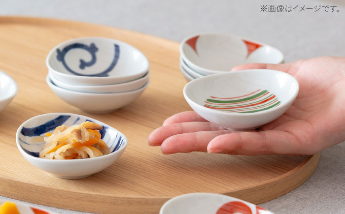 【波佐見焼】染錦絵変り 六客楕円珍味揃 食器 ギフト【西海陶器】 [OA517]