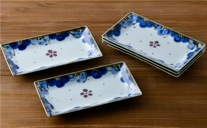 【波佐見焼】花詰 焼き皿 角皿 プレート 5枚セット【陶豊】 [OE01]