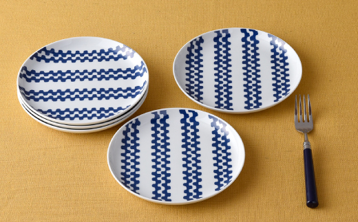 【波佐見焼】シュエット プレート大 ナミ5枚セット【福田陶器店】 [PA177]