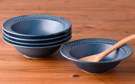 【波佐見焼】ローズマリー (デニム) ボウル 5個セット【福田陶器店】 [PA182]