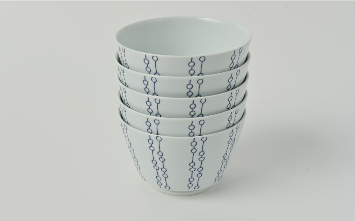 【波佐見焼】シュエット ミドル丼 どんぶり メガネ 5個セット【福田陶器店】 [PA234]