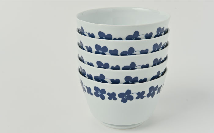 【波佐見焼】シュエット ミドル丼 どんぶり ハナミズキ 5個セット【福田陶器店】 [PA237]