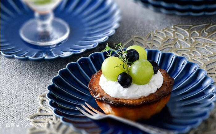 【波佐見焼】菊彫 瑠璃色 ルリ5寸皿  5枚セット食器 皿【福田陶器店】 [PA275]