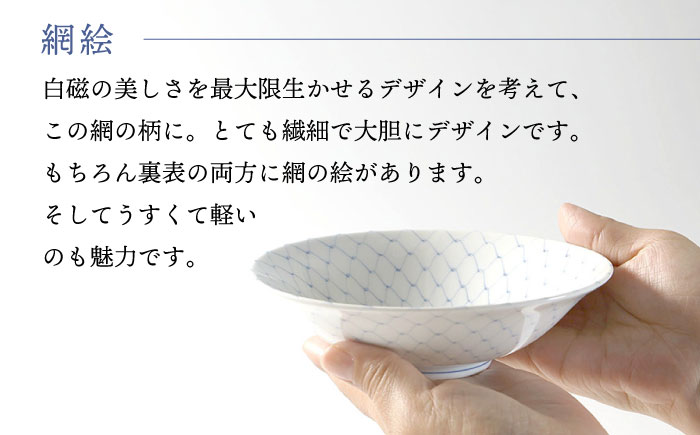 【波佐見焼】網絵（あみえ）7寸平鉢 網模様 2枚ペアセット 食器 皿【福田陶器店】 [PA321]