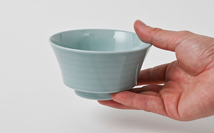 【波佐見焼】とびかんな ほどよく小さなお碗 ペア 青白釉・グレー　【福田陶器店】 [PA381]