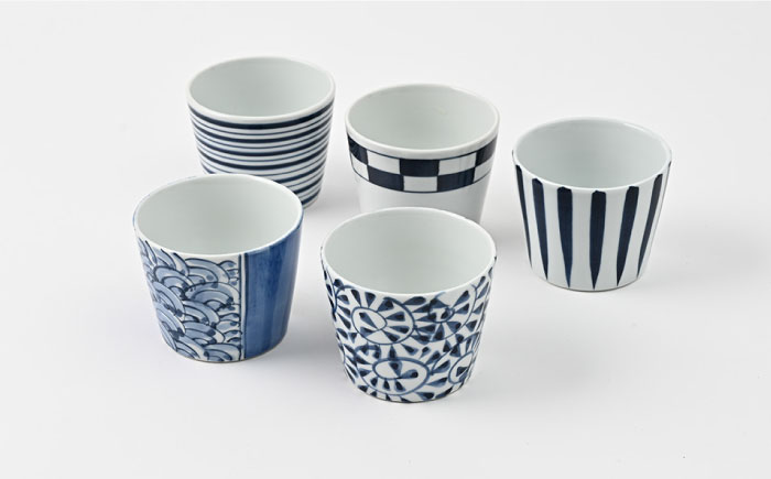 【波佐見焼】 和福 マルチカップ 5柄セット そば猪口 オリジナル 縁起もの【福田陶器店】 [PA385]