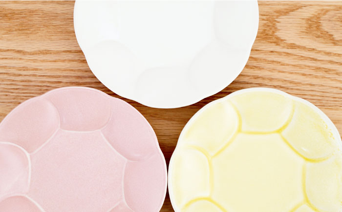 【波佐見焼】はなはな プレート 小 （ピンク・ホワイト・イエロー） 3点セット【団陶器】 [PB108]