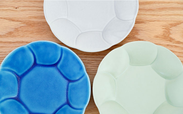 【波佐見焼】はなはな プレート 小 （ブルー・グレー・グリーン） 3点セット【団陶器】 [PB117]