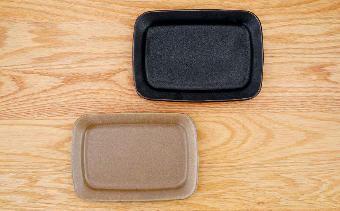 【波佐見焼】マット釉 ペア長角皿(ブラウン・ブラック) 食器 プレート【団陶器】 [PB124]