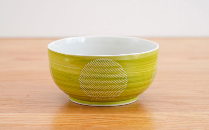 【波佐見焼】丸紋十草　麺どんぶり 緑【団陶器】 [PB142]