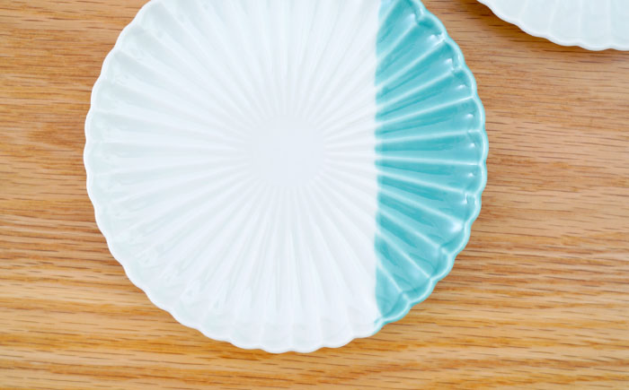 【波佐見焼】花しのぎ 取皿 ハーフカラー ミント 2枚セット【団陶器】 [PB196]