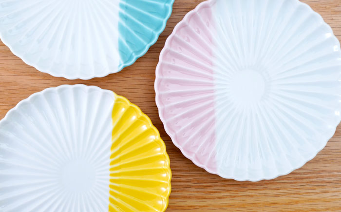 【波佐見焼】花しのぎ 取皿 ハーフカラー 3色セット【団陶器】 [PB198]