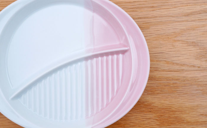 【波佐見焼】仕切り皿 ハーフカラー ピンク 2個セット【団陶器】 [PB210]