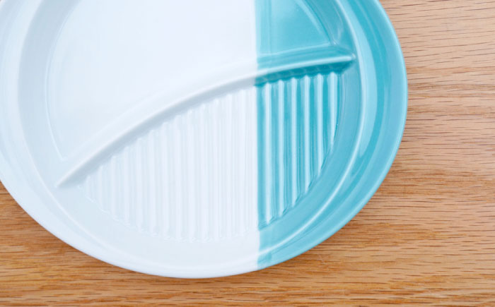 【波佐見焼】仕切り皿 ハーフカラー ミント　2個セット【団陶器】 [PB211]