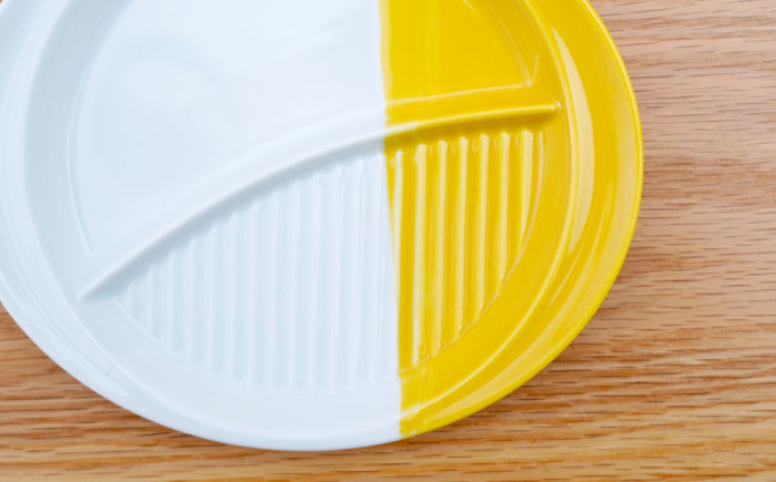 【波佐見焼】仕切り皿 ハーフカラー イエロー　2個セット【団陶器】 [PB212]