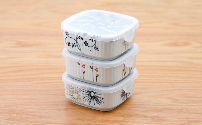 【波佐見焼】角パック 絵変り 3柄セット【団陶器】 [PB222]